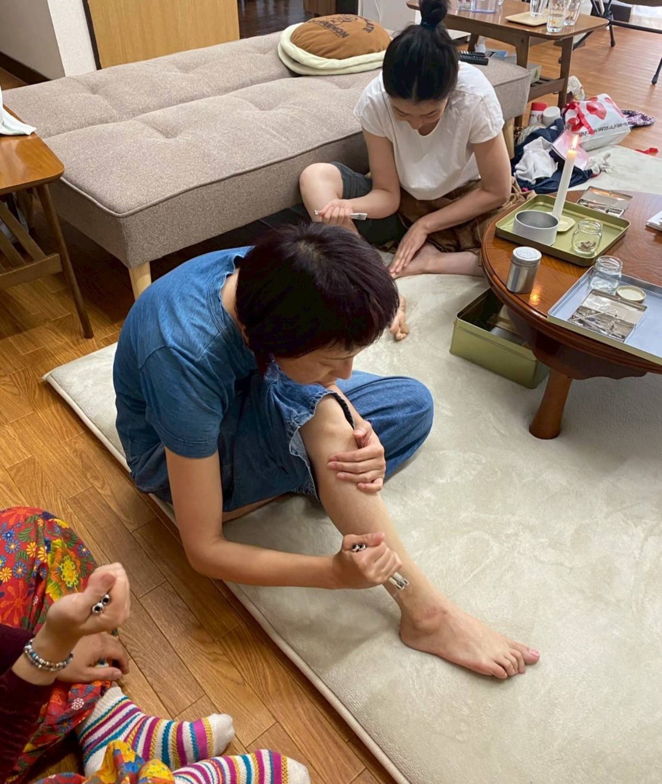 会員同士がテルミーを練習する様子